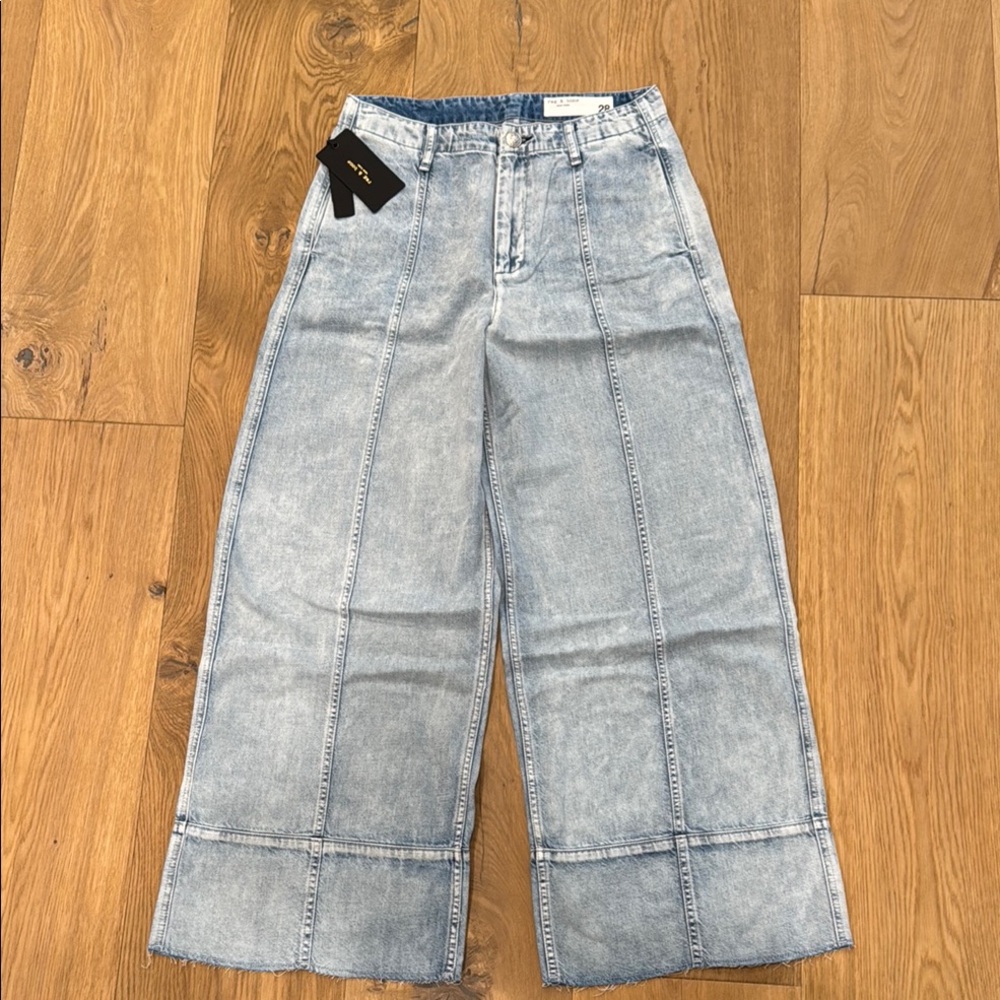 NWT Rag and Bone Arianna Cropped Palazzo Featherweight Jean size 28